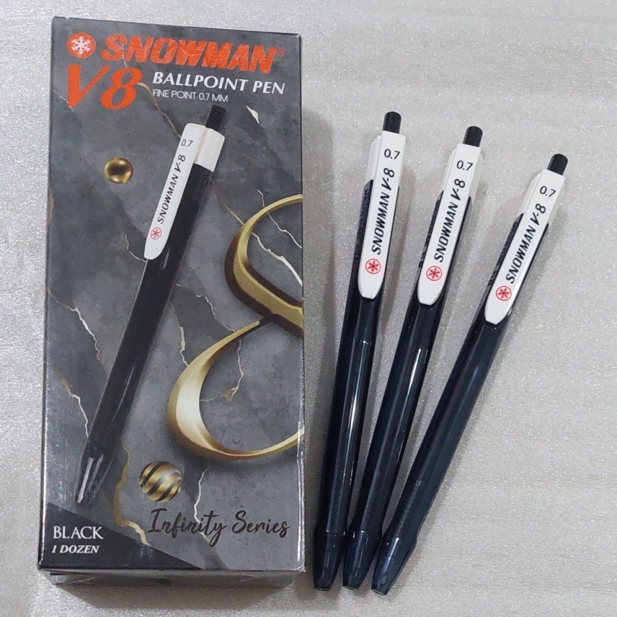 Snowman V8 0.7 Pulpen Hitam